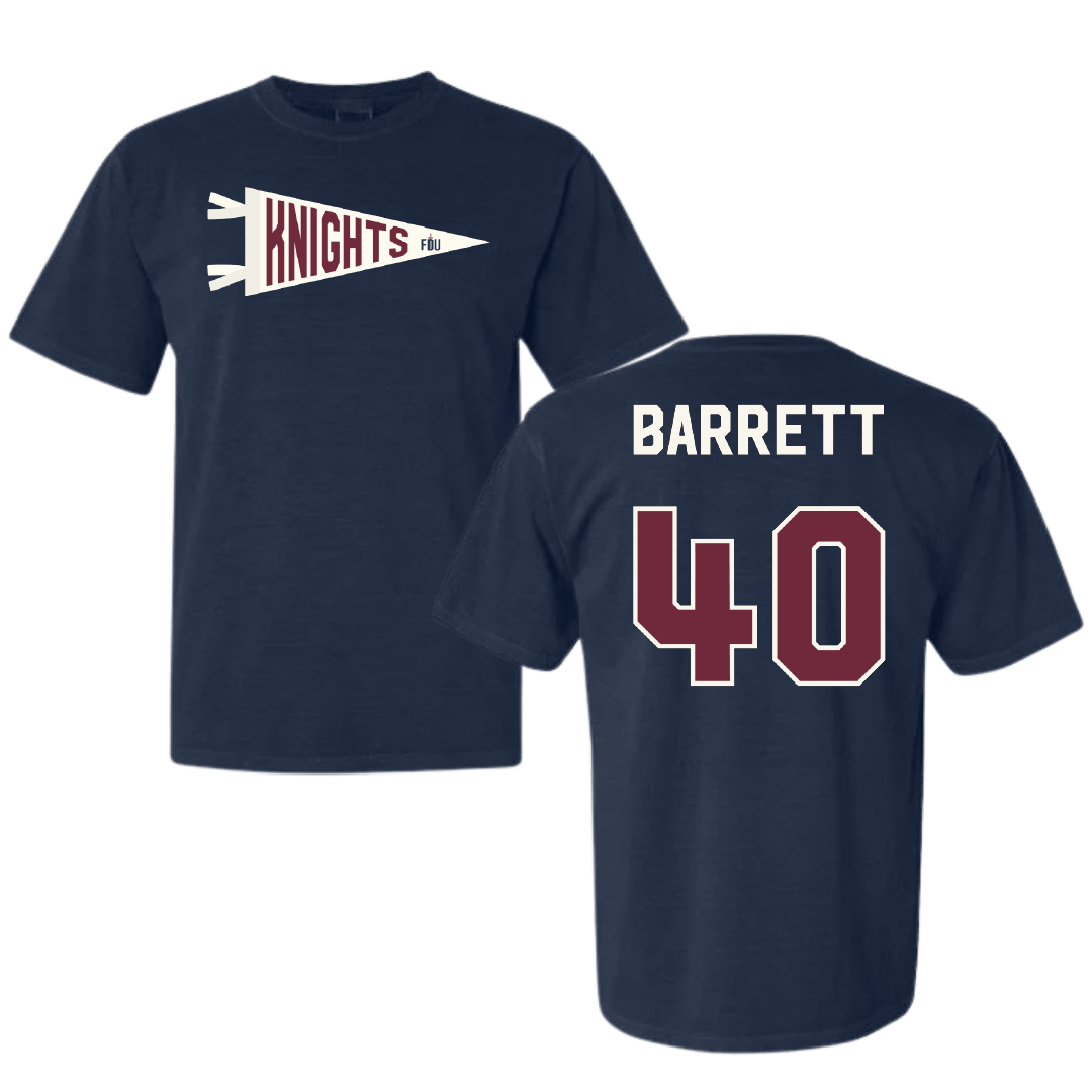Fairleigh Dickinson University-Metropolitan Campus Baseball Navy Pennant Comfort Colors Tee - #40 Ian Barrett