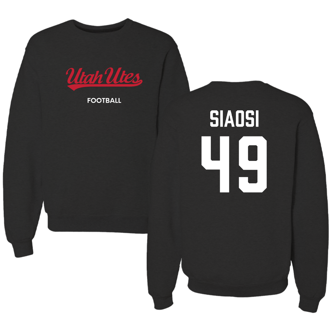 University of Utah Football Black Crewneck - #49 Jason Siaosi