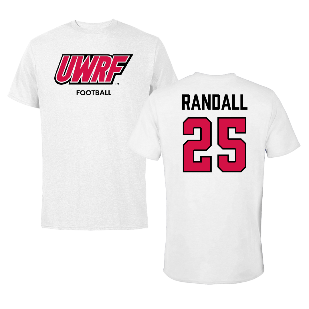 University of Wisconsin-River Falls Football White Block Tee - #25 Isaiah Randall