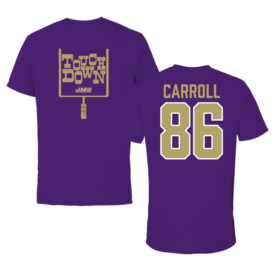 James Madison University Football Purple Touchdown Performance Tee - #86 Collin Carroll
