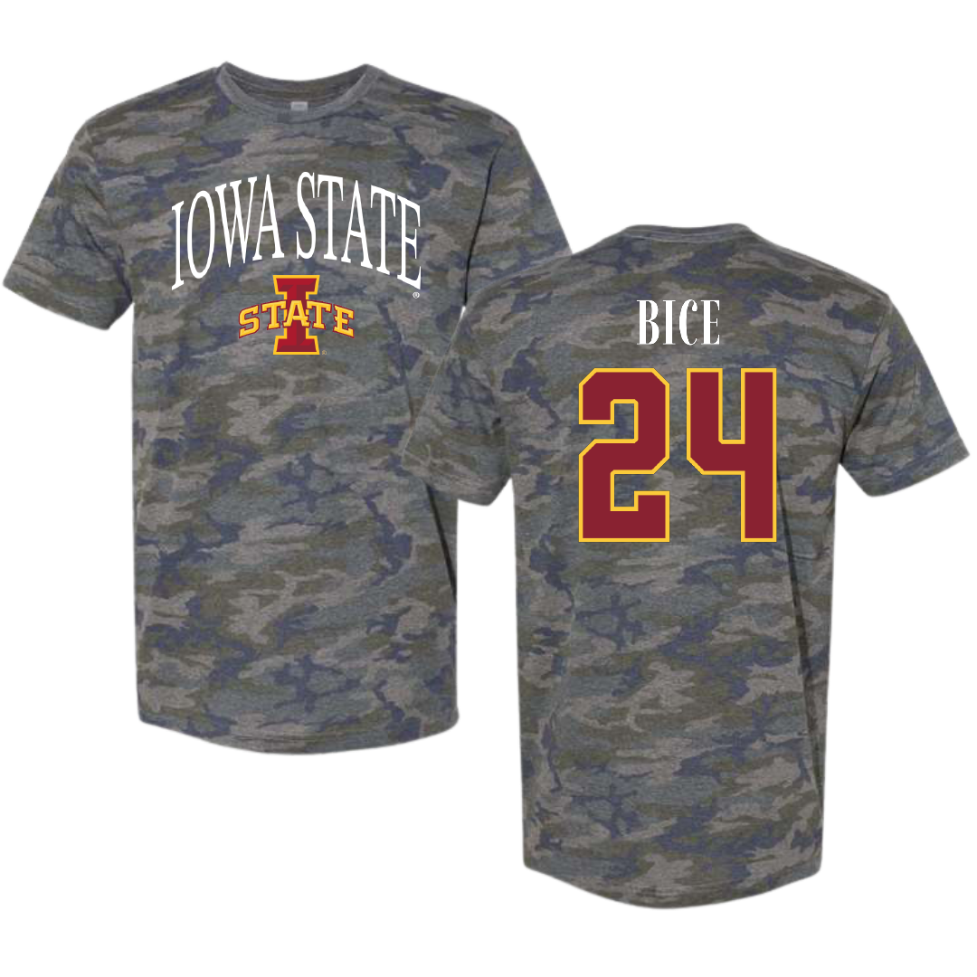 Iowa State University Soccer Vintage Camo Tee - #24 Jocelyn Bice