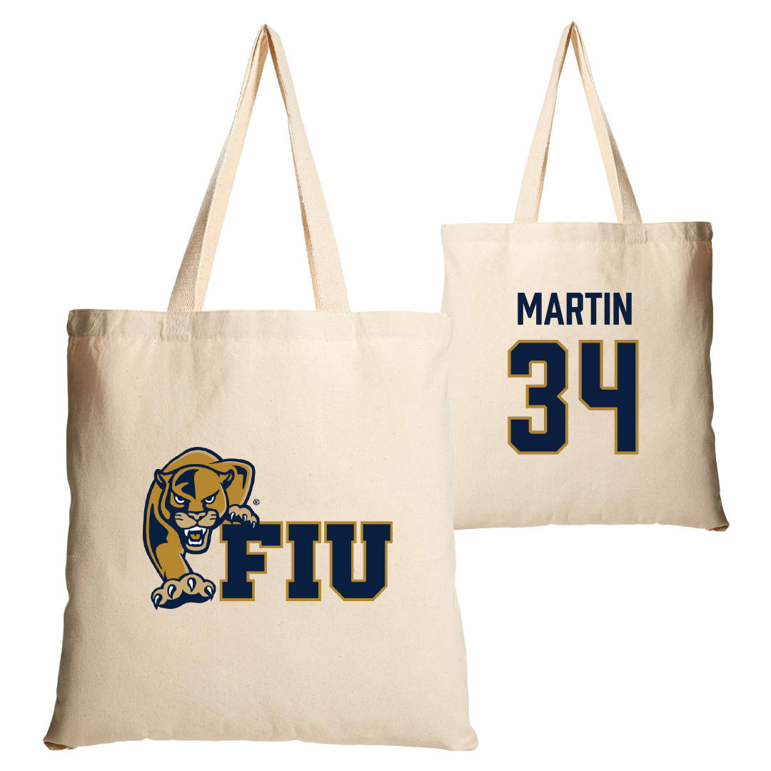 Florida International University Baseball Tan Canvas Tote Bag - #34 Kevin Martin