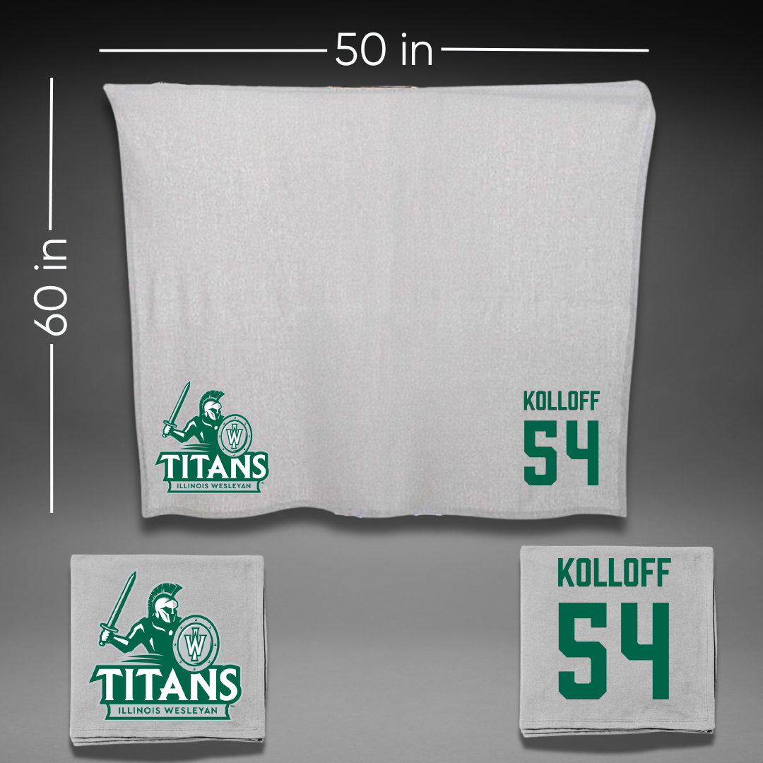 Illinois Wesleyan University Football Gray Blanket - #54 Ethan Kolloff