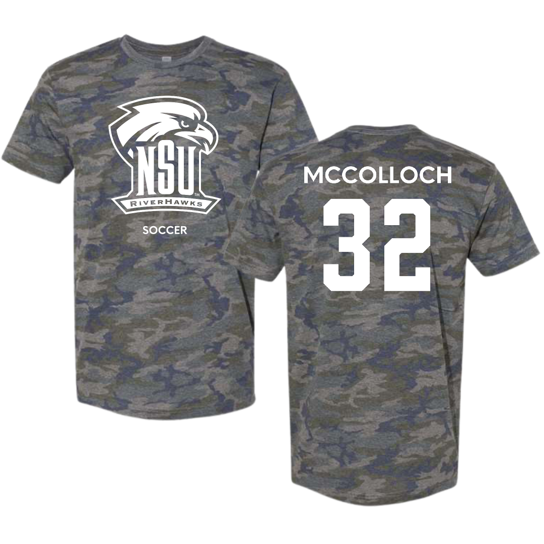 Northeastern State University Soccer (M) Vintage Camo Tee - #32 Cameron McColloch