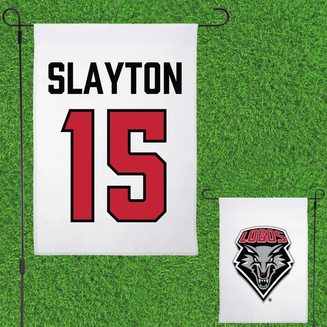 University of New Mexico Football White Garden Flag - #15 Xavier Slayton