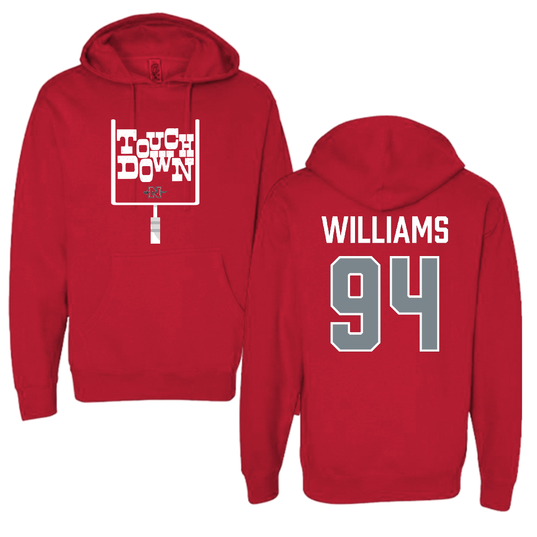 Nicholls State University Football Red Touchdown Hoodie - #94 Nick Williams