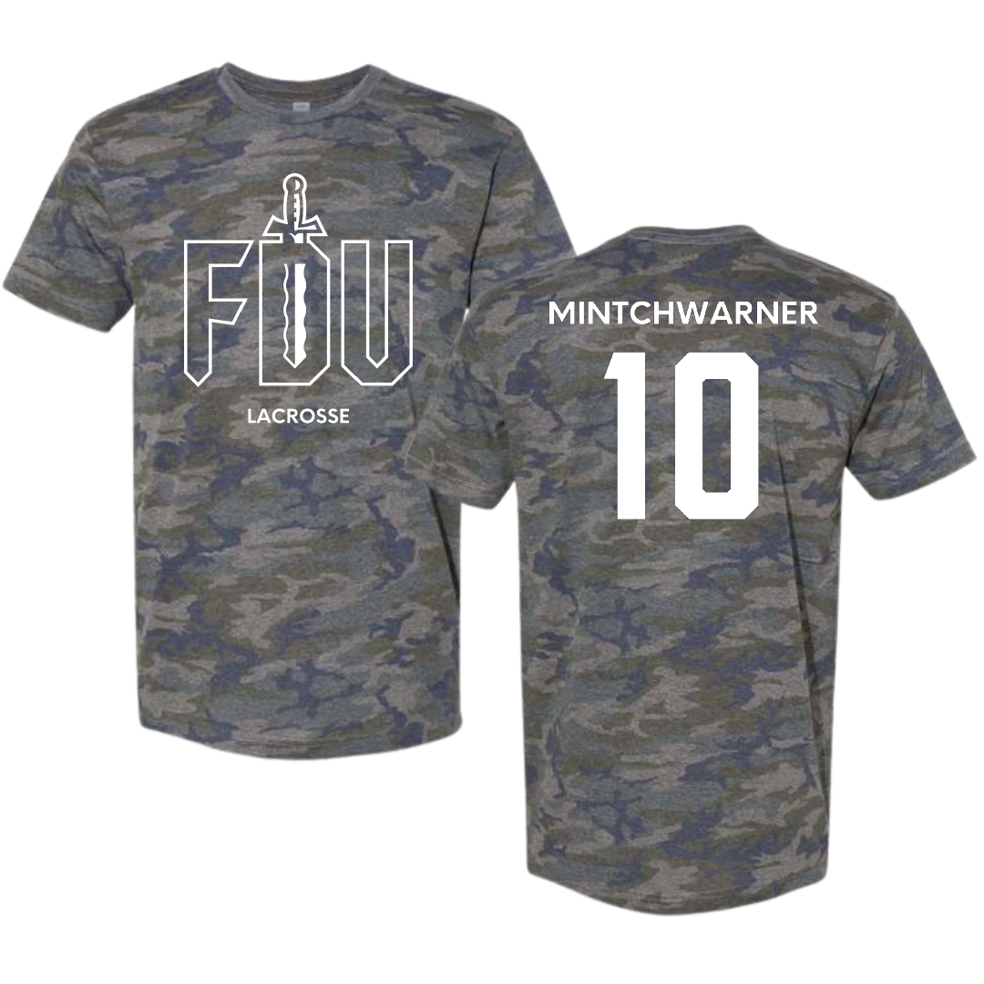 Fairleigh Dickinson University-Metropolitan Campus Lacrosse (W) Vintage Camo Tee - #10 Lane Mintchwarner