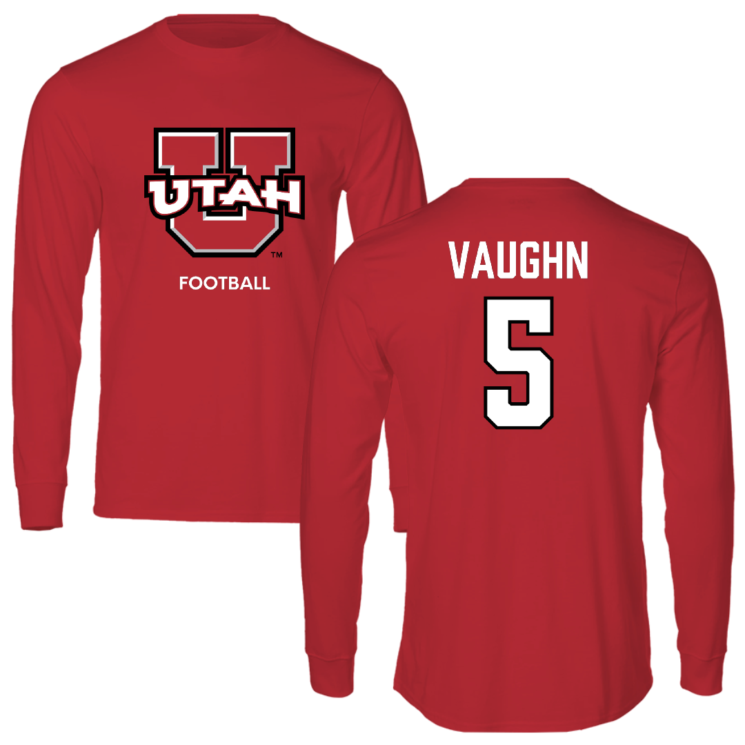 University of Utah Football Red Utes Long Sleeve - #5 Zemaiah Vaughn