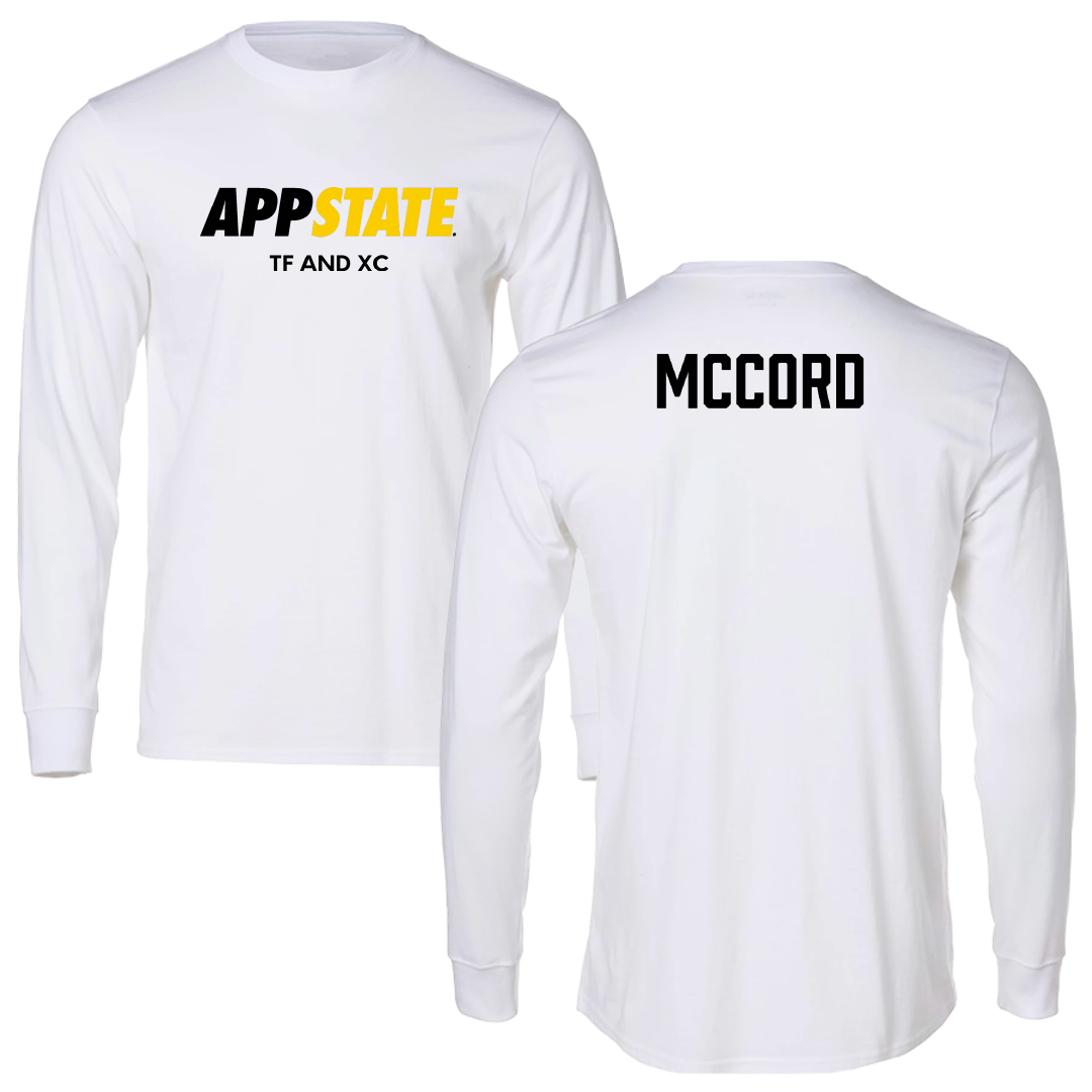 Appalachian State University TF and XC White Block Performance Long Sleeve - Mariah McCord