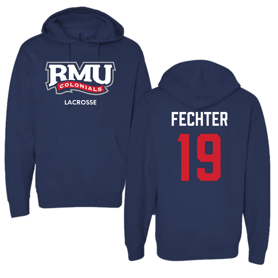 Robert Morris University Lacrosse (M) Navy Hoodie - #19 Nate Fechter