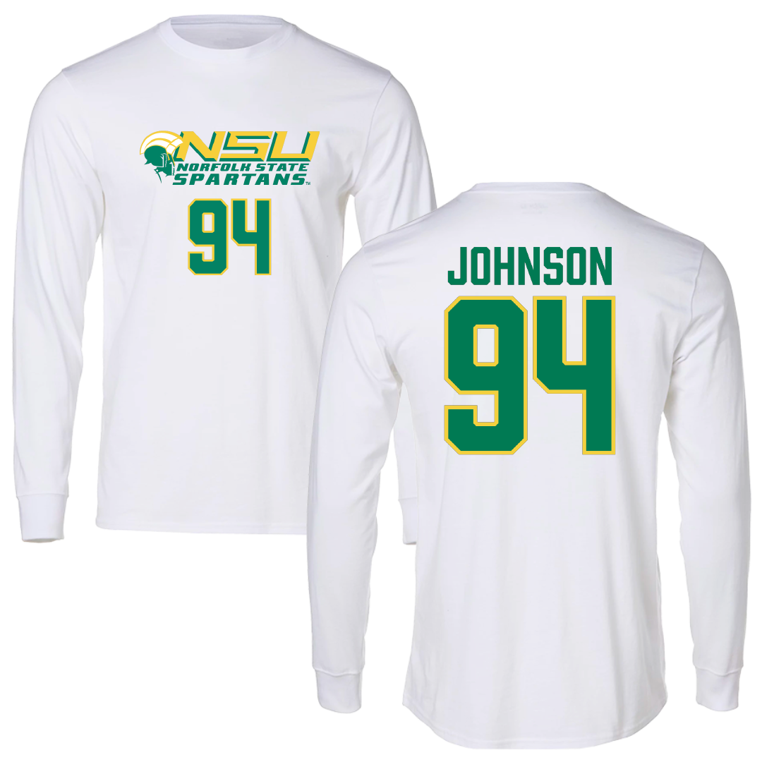 Norfolk State University Football White Long Sleeve - #94 Tyler Johnson