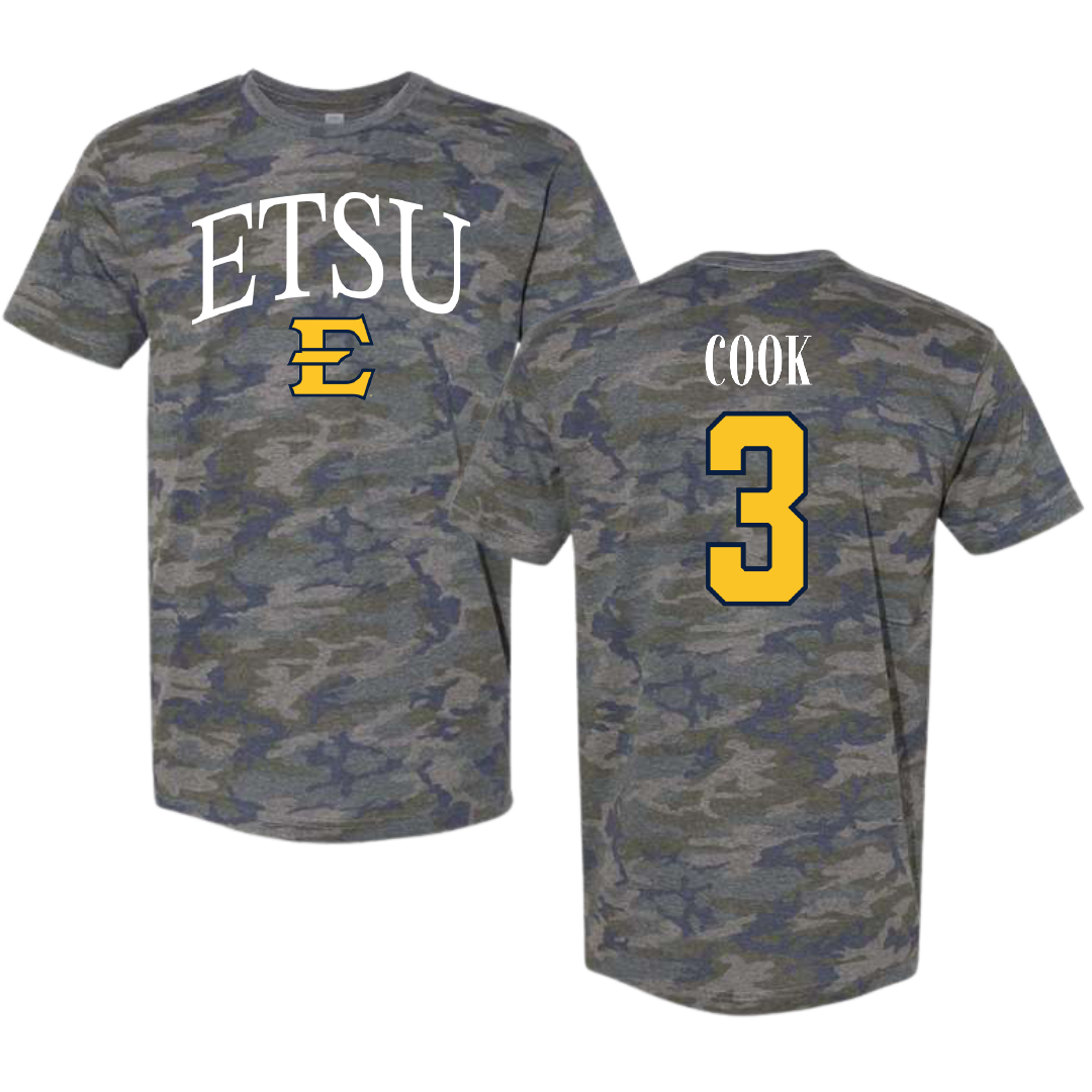 East Tennessee State University Soccer Vintage Camo Tee - #3 Lindsey Cook