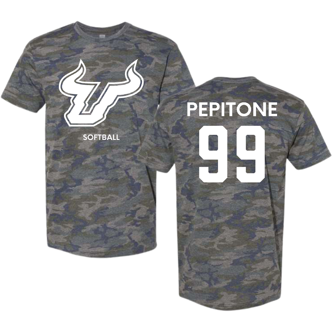 University of South Florida Softball Vintage Camo Tee - #99 Alicea Pepitone