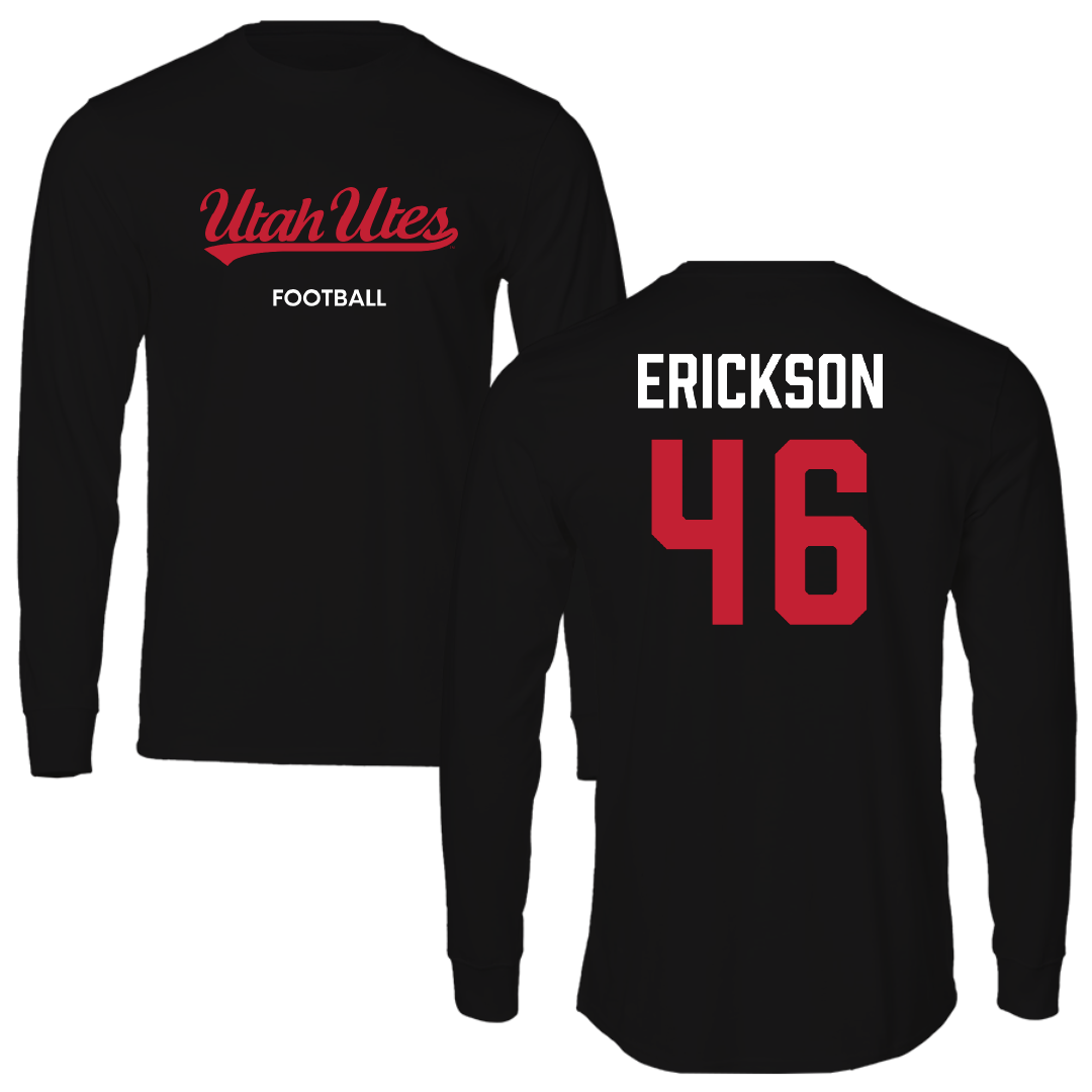 University of Utah Football Black Utes Long Sleeve - #46 Hayden Erickson