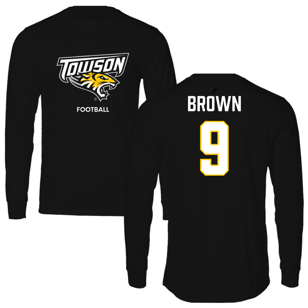 Towson University Football Black Long Sleeve - #9 Sean Brown