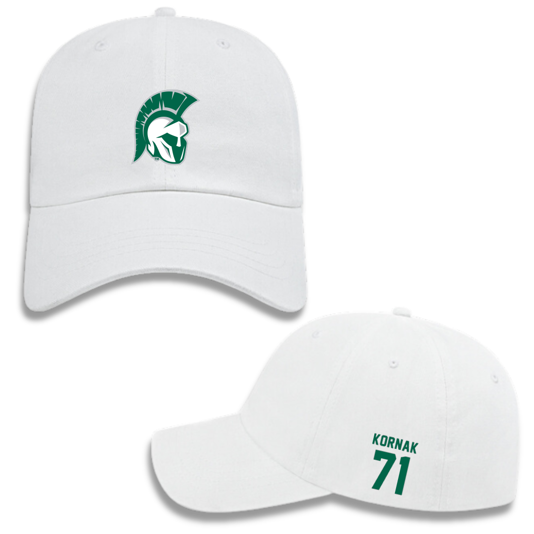 Illinois Wesleyan University Football White Hat - #71 Brady Kornak