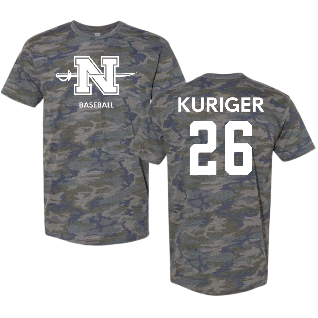 Nicholls State University Baseball Vintage Camo Tee - #26 Brayden Kuriger