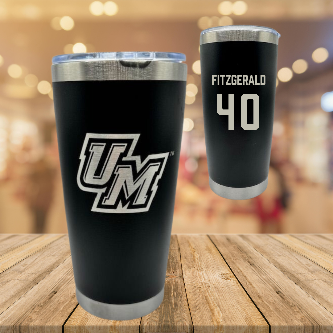 University of Montevallo Baseball Black Stainless Steel Tumbler - #40 Jack Fitzgerald