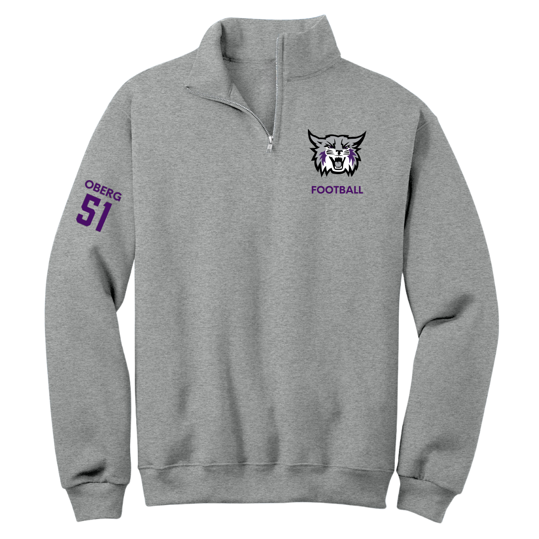 Weber State University Football Sport Gray Quarter-Zip - #51 Ashden Oberg