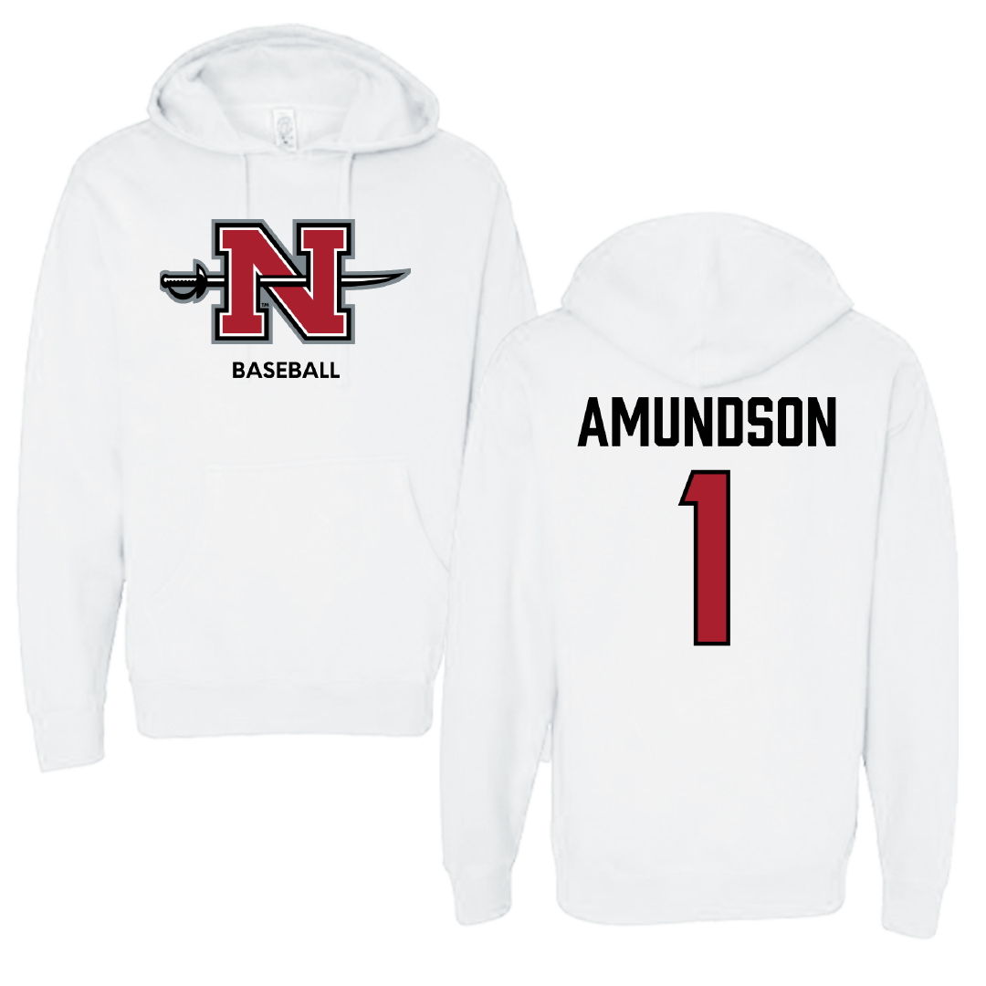 Nicholls State University Baseball White Hoodie - #1 Kaden Amundson