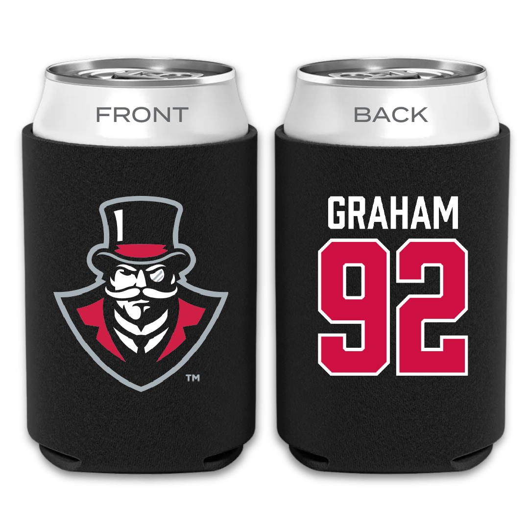 Austin Peay State University Football Black Can Cooler - #92 Caleb Graham