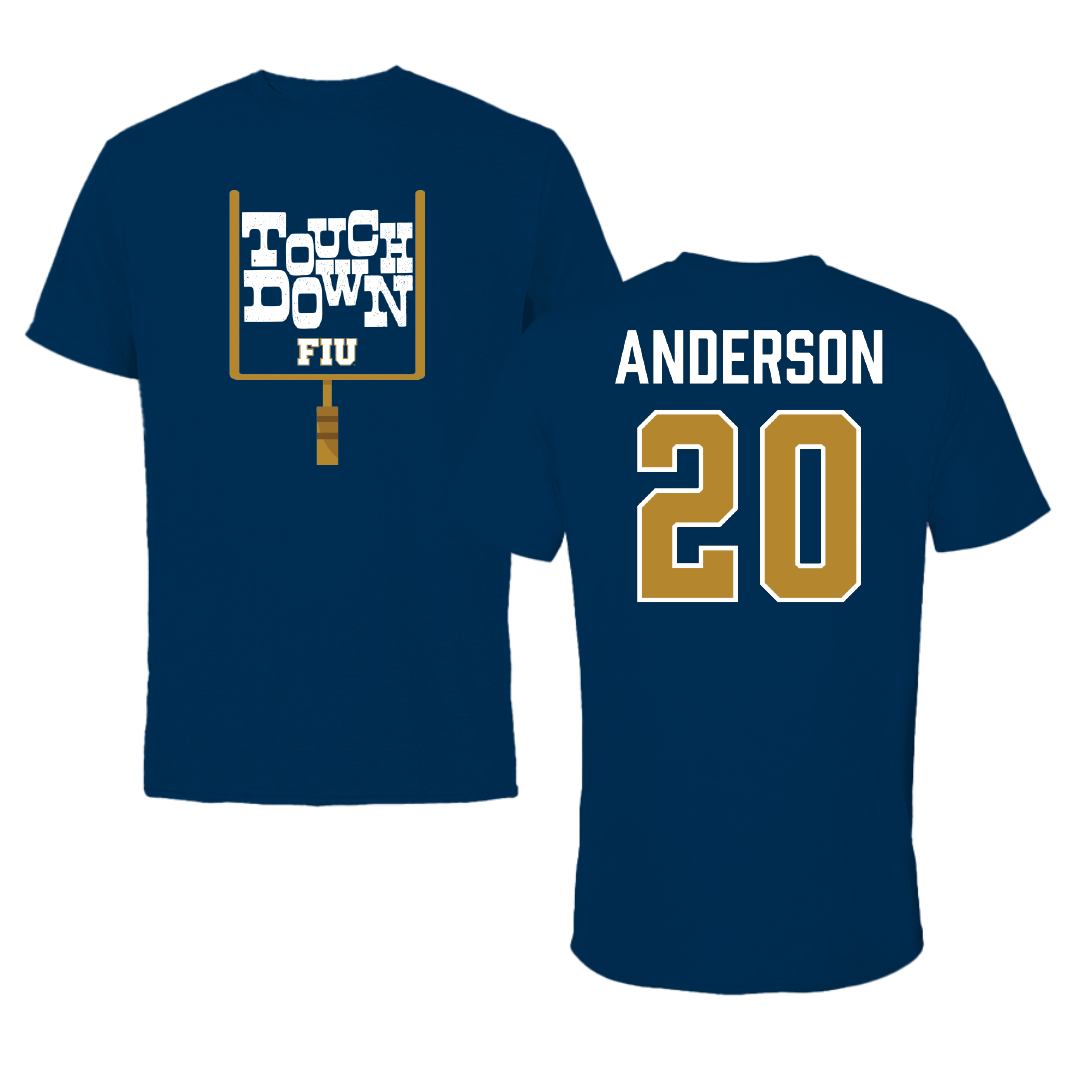 Florida International University Football Navy Touchdown Performance Tee - #20 JT Anderson