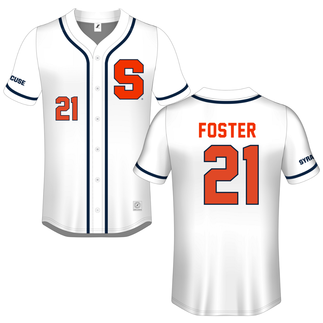 Syracuse University White Button-Down Jersey - #21 Makenzie Foster