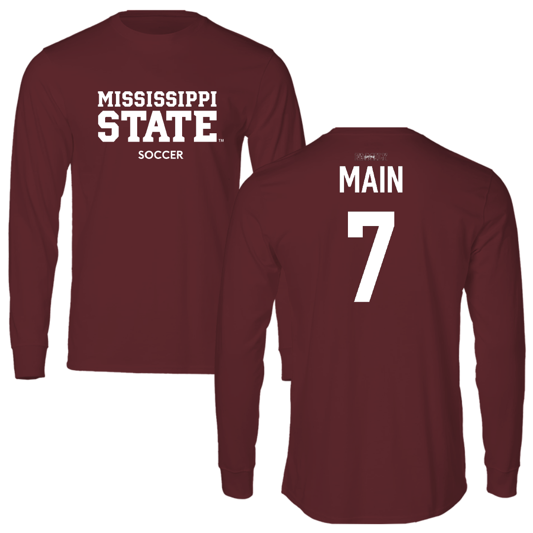 Mississippi State University Soccer (W) Maroon Long Sleeve - #7 Zoe Main