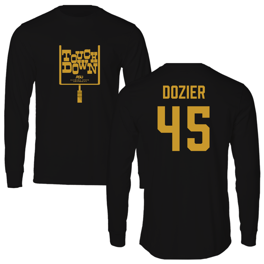Alabama State University Football Black Touchdown Performance Long Sleeve - #45 Rico Dozier