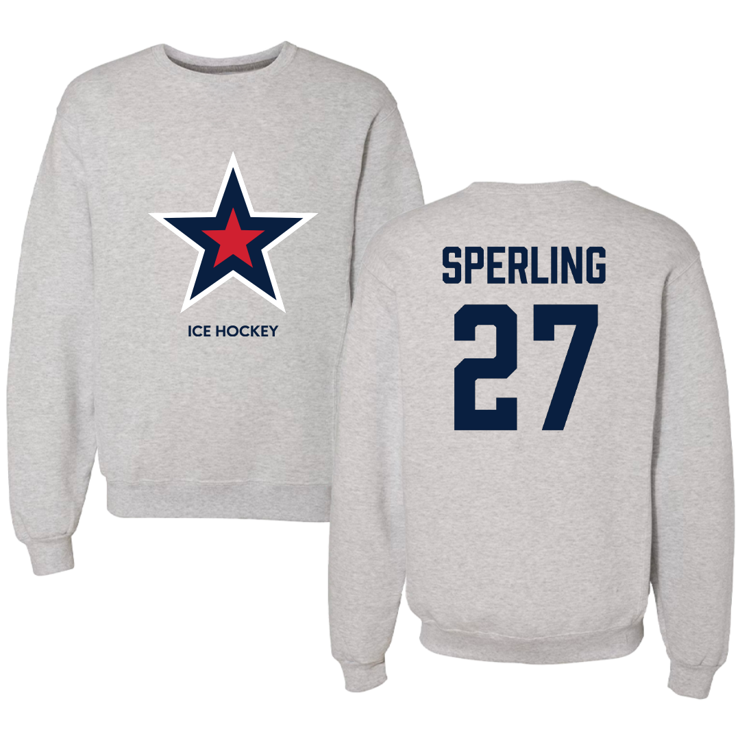 Robert Morris University Ice Hockey (W) Light Gray Crewneck - #27 Chace Sperling