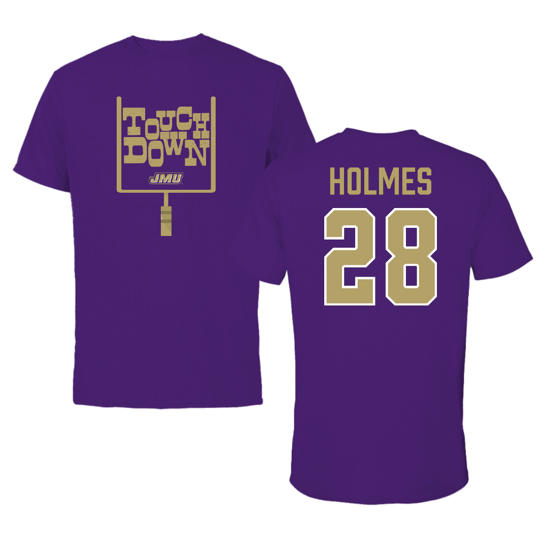 James Madison University Football Purple Touchdown Performance Tee - #28 Kye Holmes
