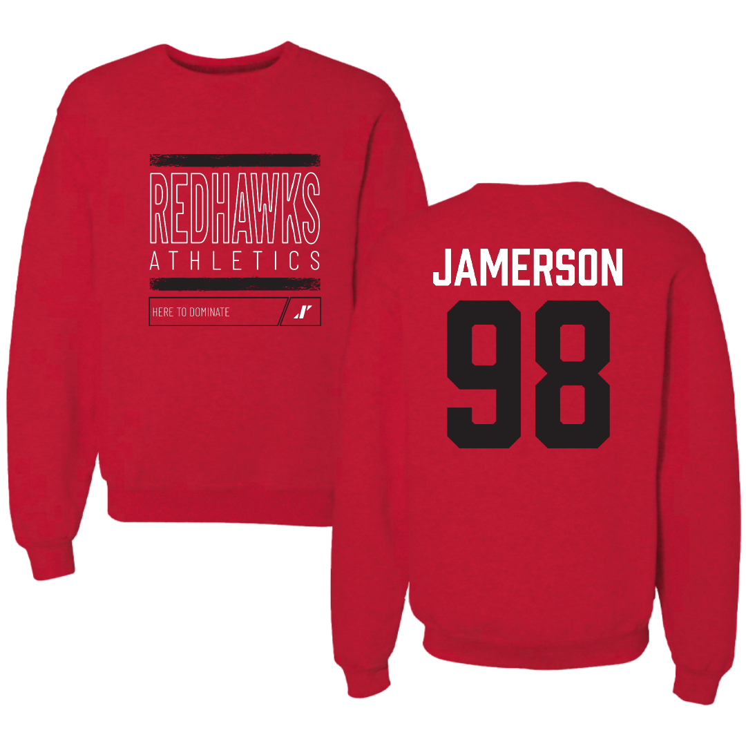Southeast Missouri State University Football Red Dominate Crewneck - #98 Michael Jamerson