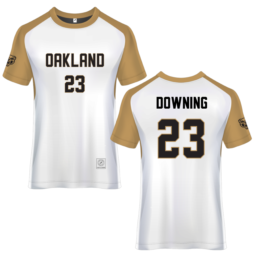Oakland University White Soccer Jersey - #23 Marina Downing