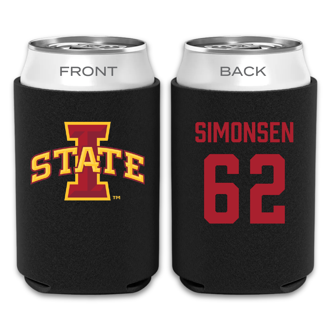 Iowa State University Football Black Can Cooler - #62 Braden Simonsen