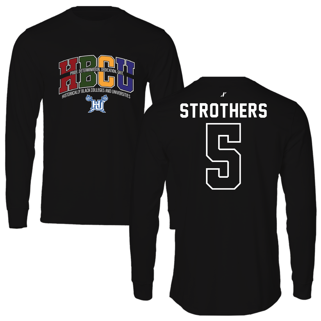 Hampton University Basketball Black HBCU Performance Long Sleeve - #5 Etienne Strothers