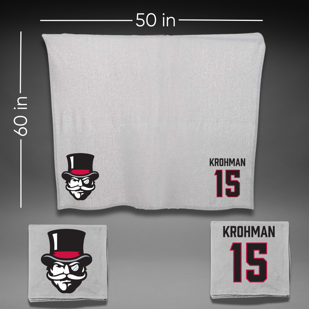 Austin Peay State University Softball Gray Blanket - #15 Macy Krohman