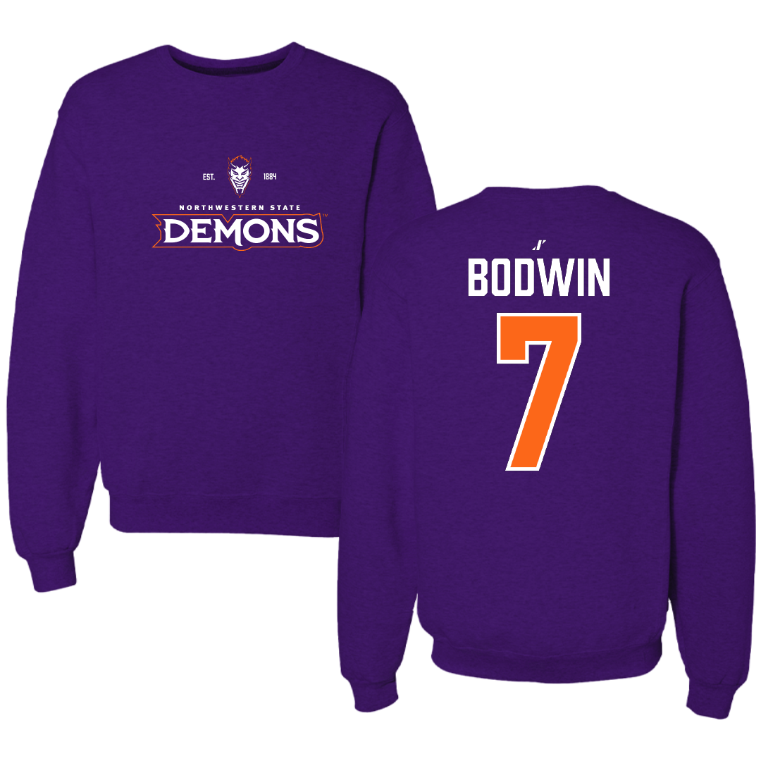 Northwestern State University Football Purple General Crewneck - #7 Jeremiah Bodwin