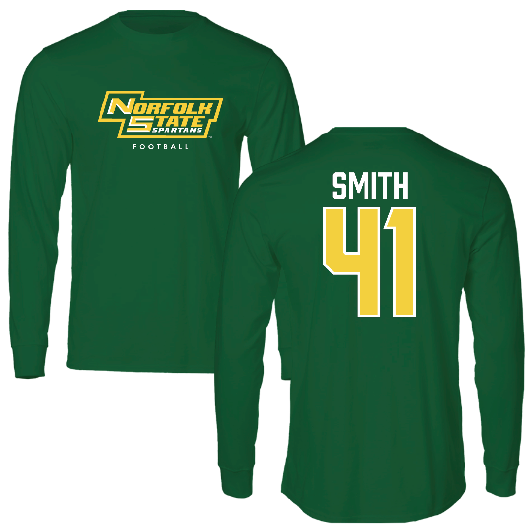 Norfolk State University Football Kelly Green Long Sleeve - #41 Jayden Smith