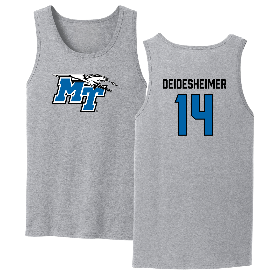 Middle Tennessee State University Volleyball Sport Gray Tank Top - #14 Payton Deidesheimer