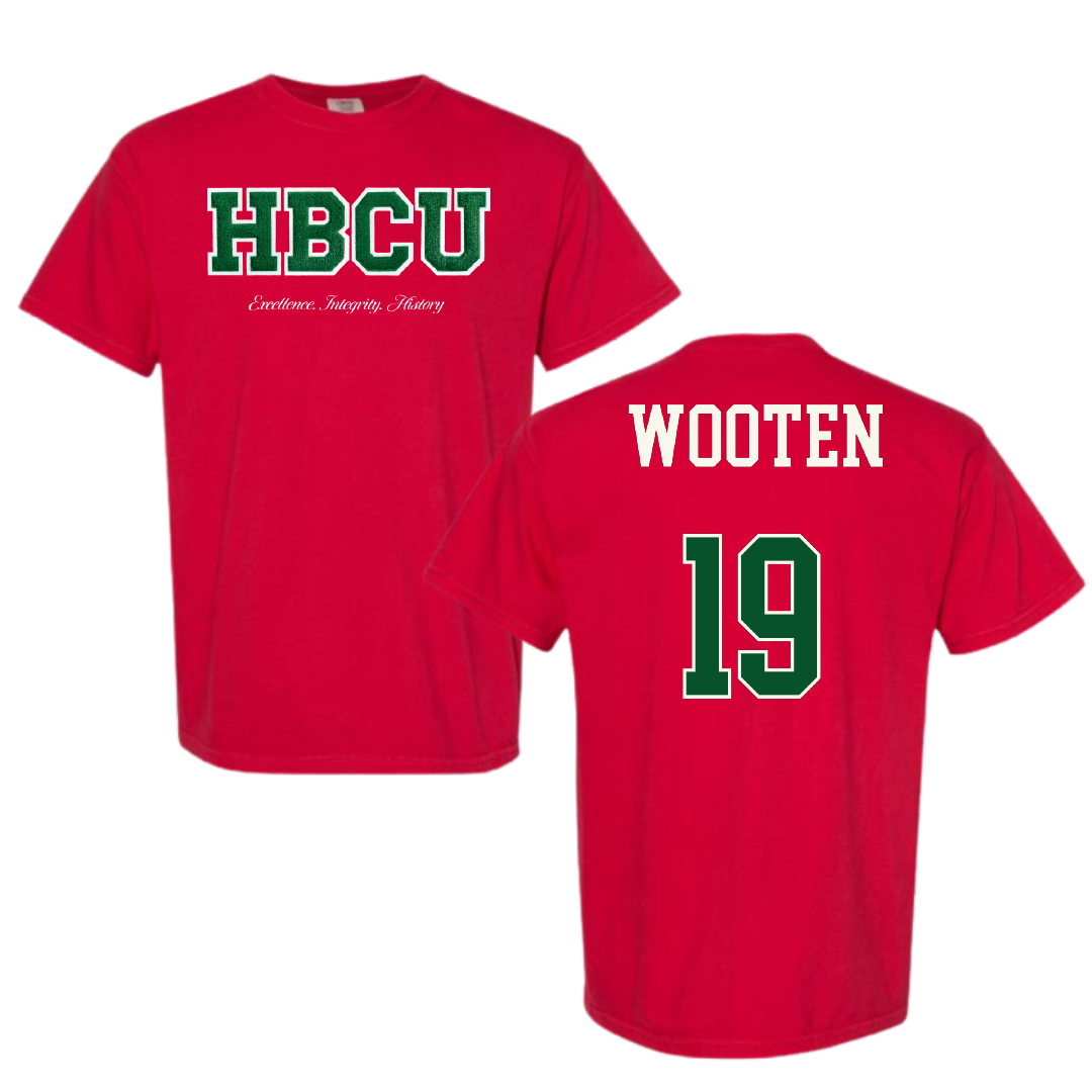 Mississippi Valley State University Volleyball (W) Red HBCU Varsity Comfort Colors Tee - #19 Taylor Wooten