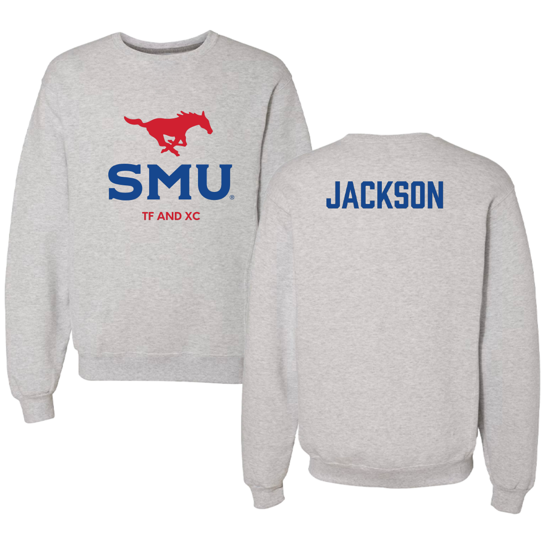 Southern Methodist University TF and XC Light Gray Crewneck - Maykayla Jackson