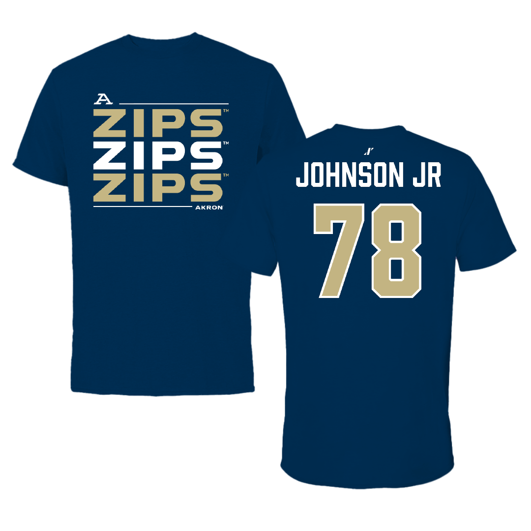 University of Akron Football Navy General Tee - #78 DJ Johnson Jr