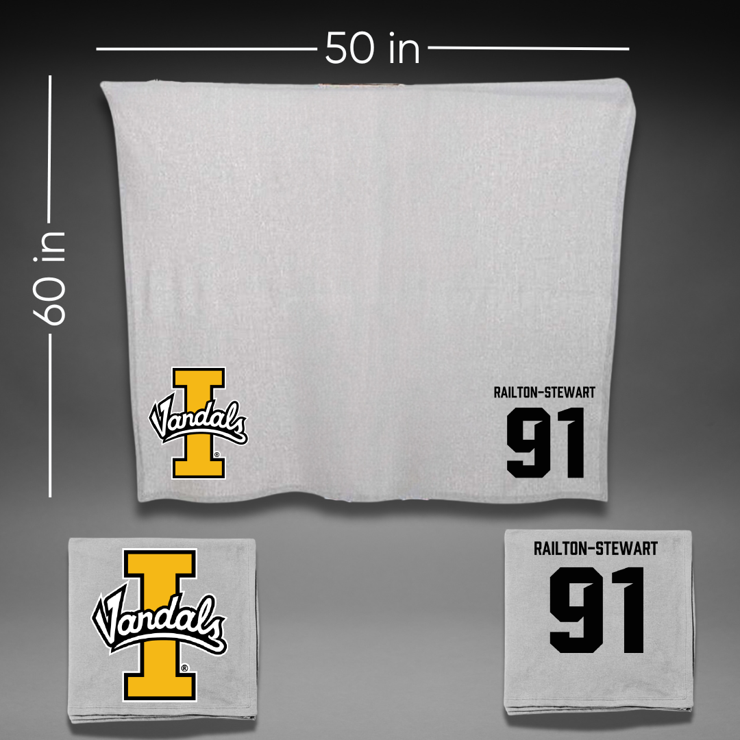 University of Idaho Football Gray Vandals Blanket - #91 Malakai Railton-Stewart