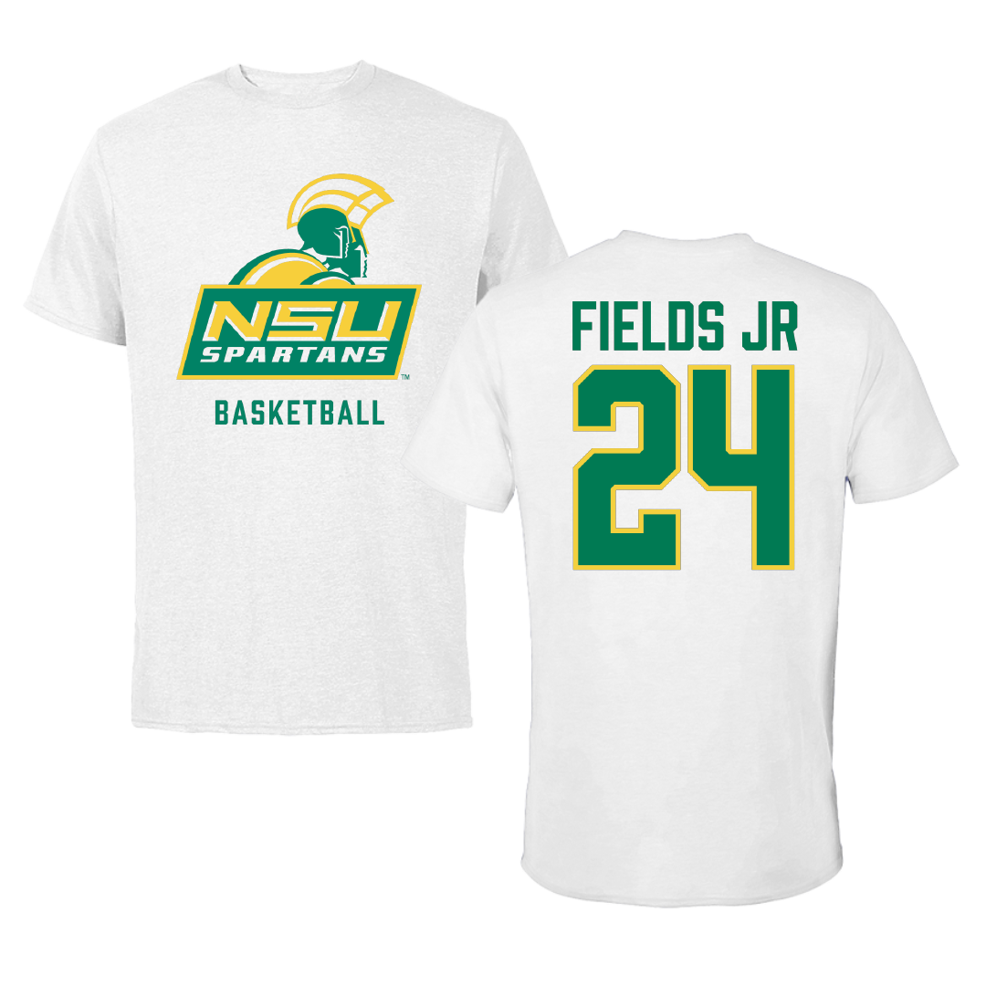 Norfolk State University Basketball White Tee - #24 Chris Fields Jr