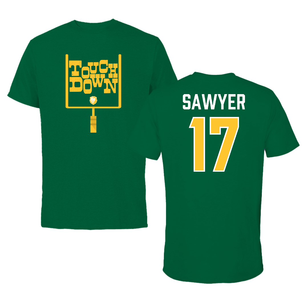 Southeastern Louisiana University Football Green Touchdown Tee - #17 Eli Sawyer
