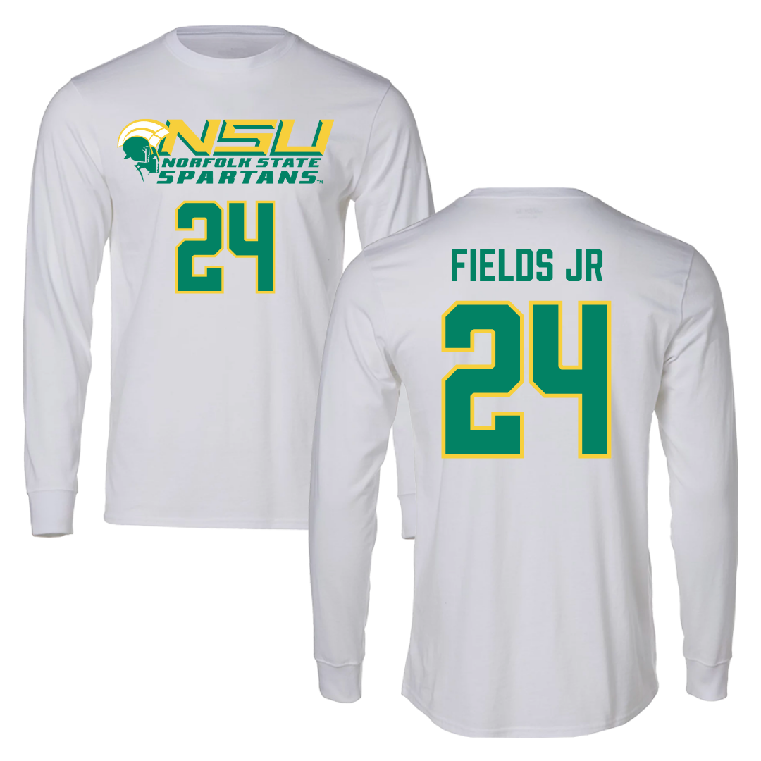 Norfolk State University Basketball White Performance Long Sleeve - #24 Chris Fields Jr