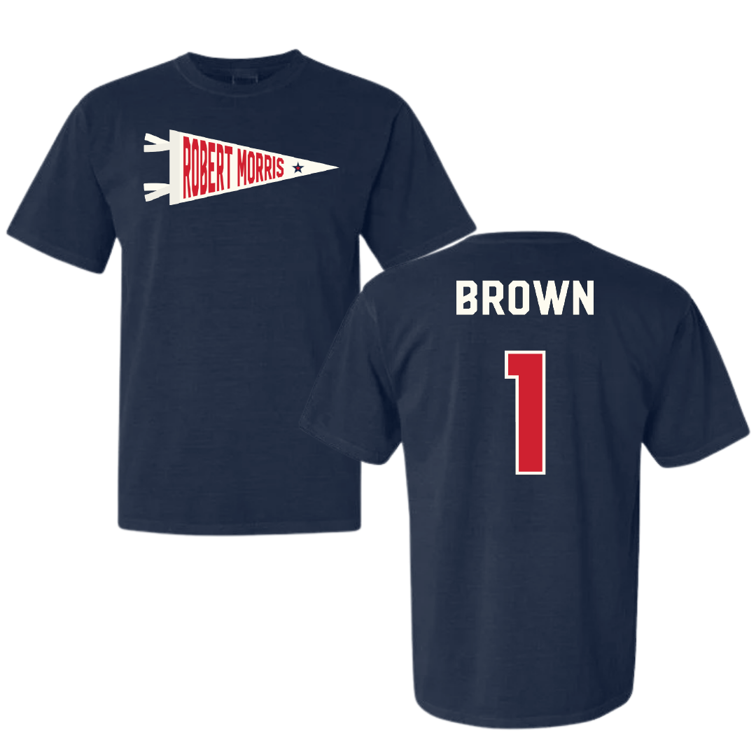 Robert Morris University Volleyball Navy Pennant Comfort Colors Tee - #1 Kaitlyn Brown