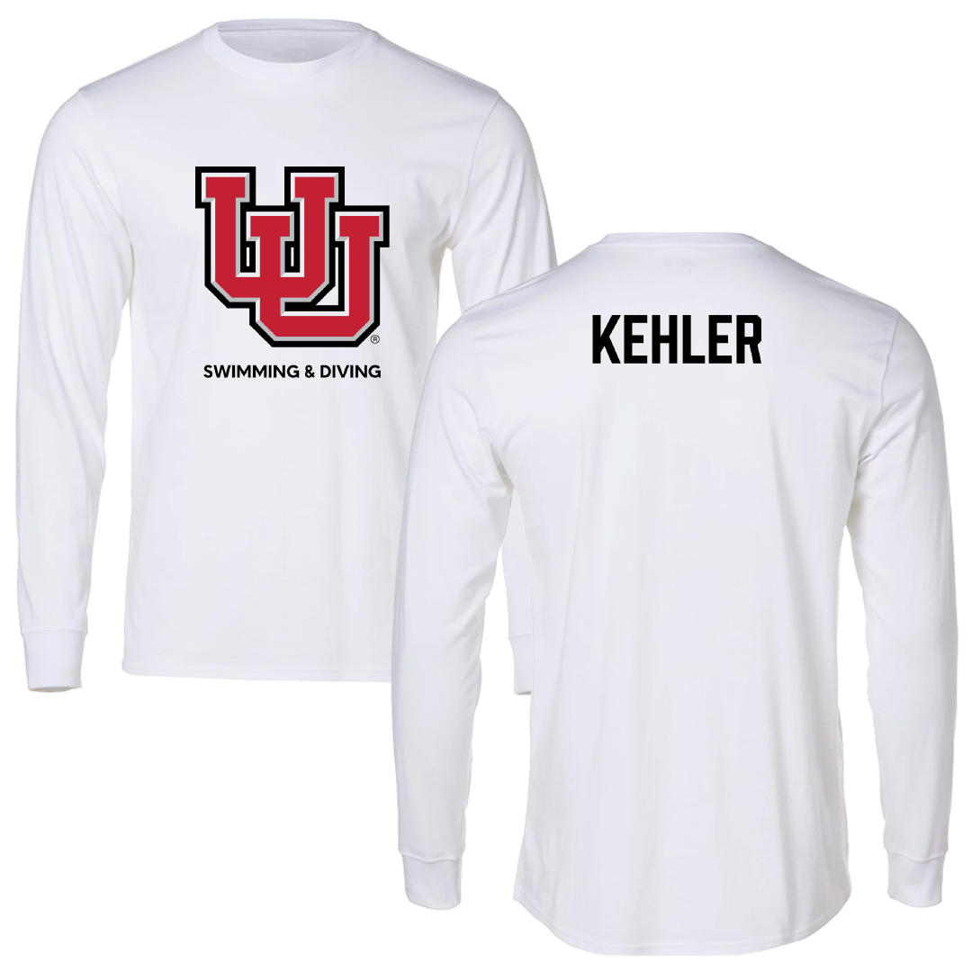 University of Utah Swimming & Diving White Block Performance Long Sleeve - Jackson Kehler