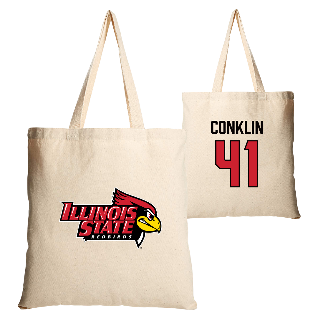 Illinois State University Baseball Tan Canvas Tote Bag - #41 MacCallan Conklin