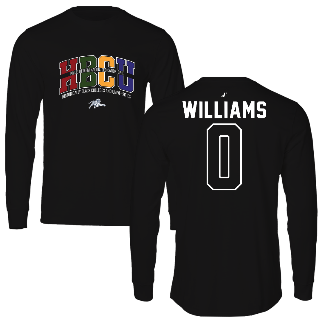 Jackson State University Football Black HBCU Long Sleeve - #0 Jeremiah Williams